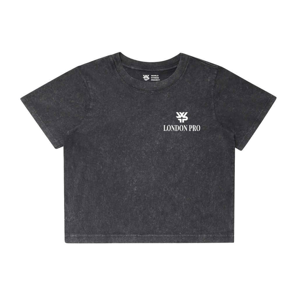 WFP London Pro Heavy wash Crop Tee- Black Stone